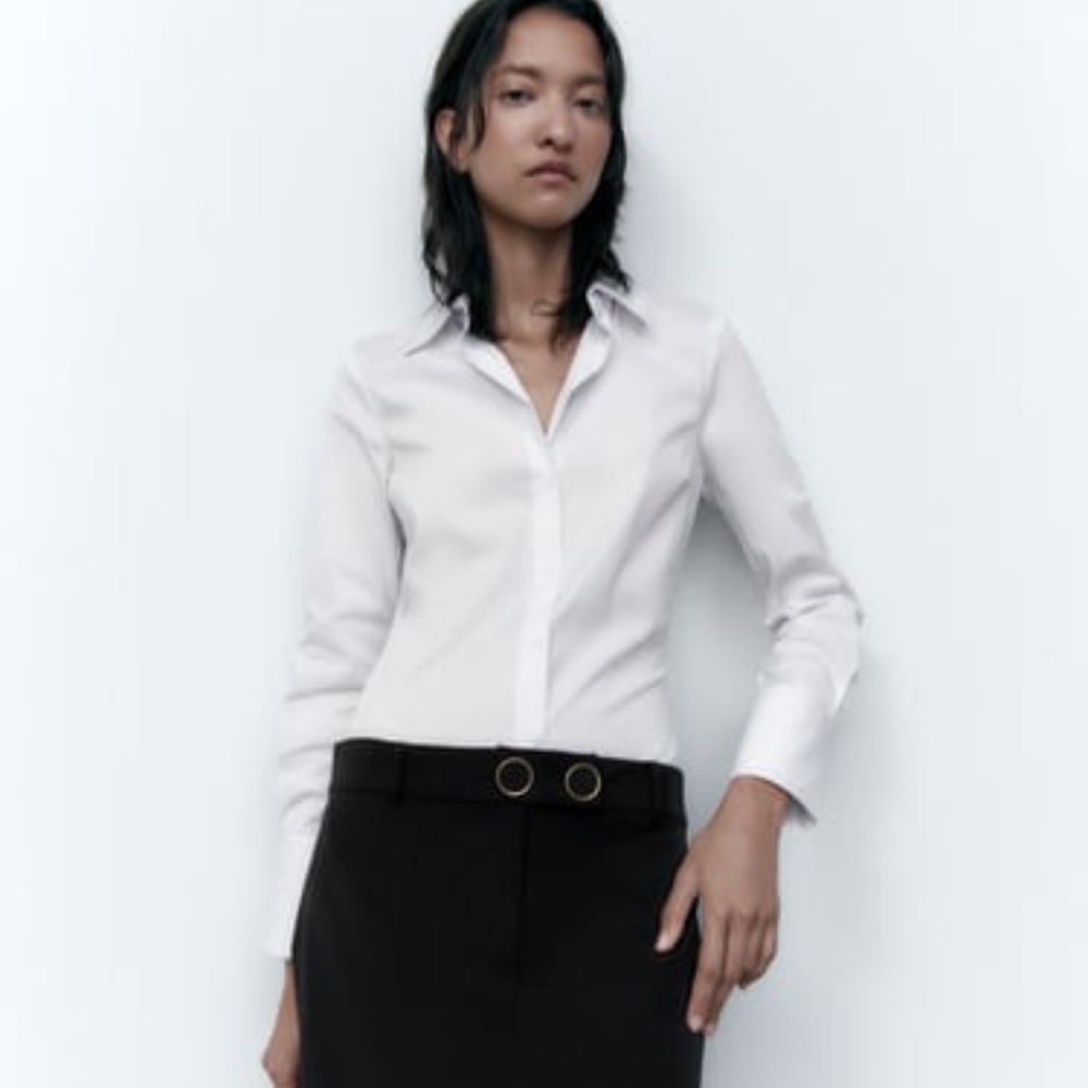 Zara stretch poplin shirt